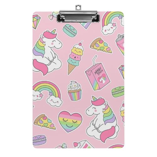 Porte-bloc format A4 licorne arc-en-ciel contre les feuilles volantes