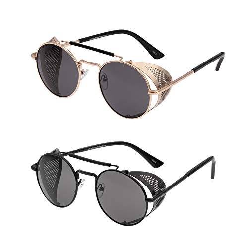 Ultra Black with Black Lenses Steampunk Deep Blinder Sunglasses Retro Women Mens Round Goggles Metal Gothic Circle Cyber Cosplay Glasses UV400 Unisex steampunk buy now online Ultra Black with Black Lenses Steampunk Deep Blinder Sunglasses Retro Women Mens Round Goggles Metal Gothic Circle Cyber Cosplay Glasses UV400 Unisex steampunk buy now online