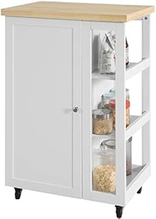 SoBuy® FKW75-WN, Kitchen Storage Trolley Serving Trolley with 3-tier Side Storage Shelves