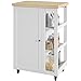SoBuy Carrello Cucina Credenza Bianca con Armadio e portabottiglie FKW75-WN