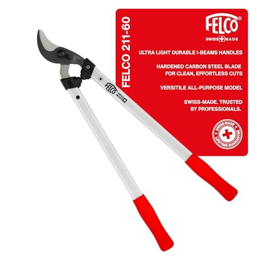 Felco Astschere, Baumschere, Gartenschere, Zweihandschere (60 cm lang ziehender Schneidkopf Aluminium Griffe alle Teile austauschbar sauberer, präziser Schnitt) 211-60, Rot