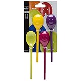 Zak! Designs Happy Faces Mini Spoons, Set of 4, Break-resistant and BPA-free plastic, Flora