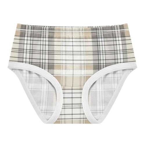 Girls' Sport Panties Breathable Underwear for Toddlers Gray Plaid Pattern