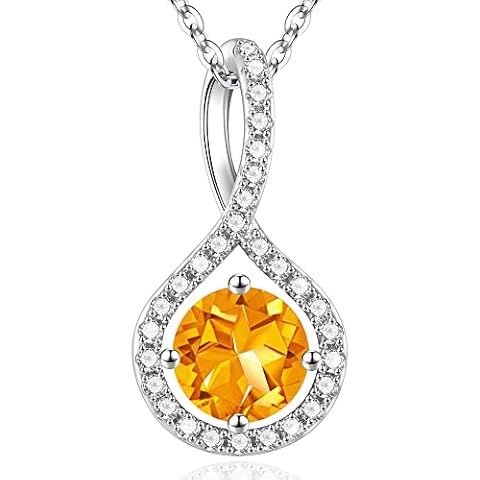 Ursilver Citrine Necklace for Women - S925 Sterling Silver Birthstone Necklace 2CT Citrine Necklace November Birthday Gifts November Birthstone Necklace November Birthstone Jewelry Gifts for Women Cover