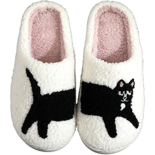 Animal Slippers for Women Animal Slippers Fuzzy Cute Cat Cotton Plush Slippers Bedroom Shoes House Slippers Fall Slippers for Women