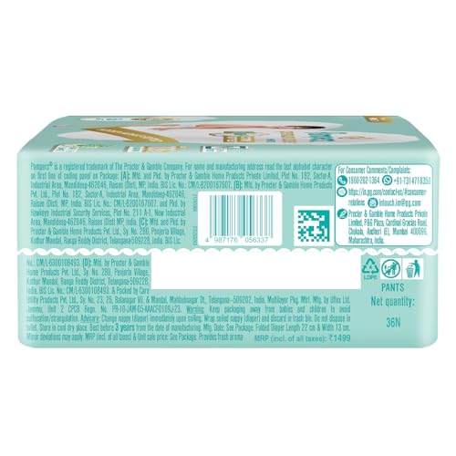 Image of Pampers Premium Care Pant Style Baby Diapers | Extra-Large (XL size) | 36 Count | Voted India's Softest | All-in-1 with 360 Cottony Softness Diapers | 12-17kg (Pack of 4)