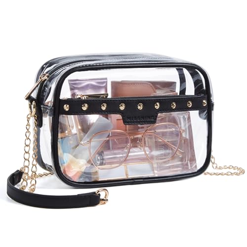Image of Missnine Clear Bag for Stadium Events Quilted Clear Purse for Women Stadium Approved PVC Crossbody Concert Bag