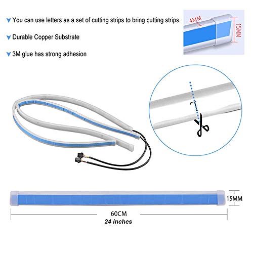 Image of BKN Car Headlight Daytime Running Strip Light RGB Flexible Indicator Lights for Cars & Bikes with Wireless Remote Controller (60 cm, Set of 2 Pieces)