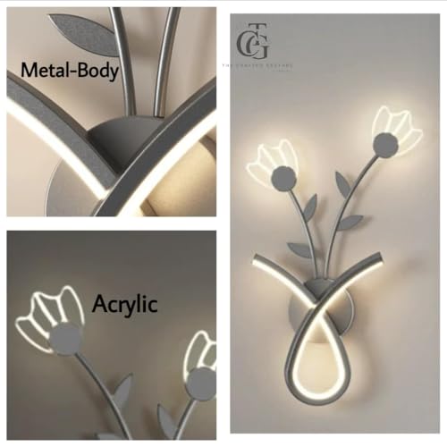 Image of Black Flower Pot Wall Lamp Sconce Fixture for Living Room, Bedroom, and Bedside Decor (Warm White, Cool White, Natural White)