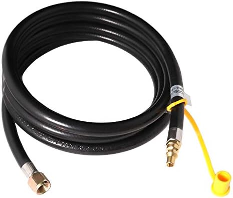10Ft Low Pressure Propane Quick-Connect Hose-3/8 Inch SAE Female Flare Fitting & Male Full Flow Plug for RVs