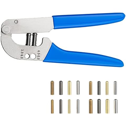 Sopnom Shoelace Tips Tools 3.5 4.0 4.5 5.0 MM 64 pcs Bullet Aglets Tips Repair Replacement Tool Plier for Sneakers,Hoodies,Bungee Cords (Blue) Cover