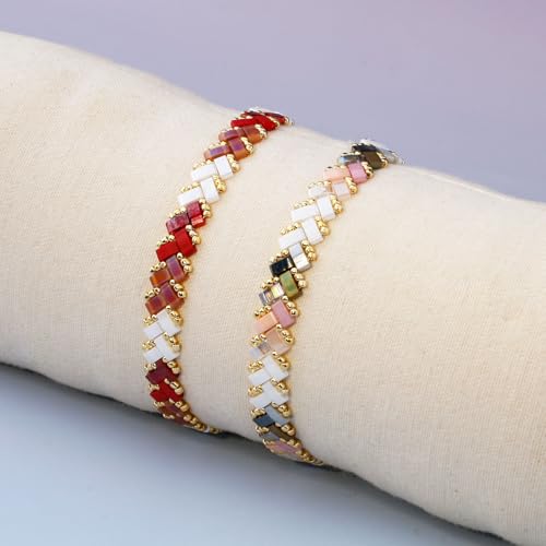 Image of KELITCH Colorful Tila Beaded Bracelets Women Strand Friendship Bracelet Handmade New Link Cuff Bracelets