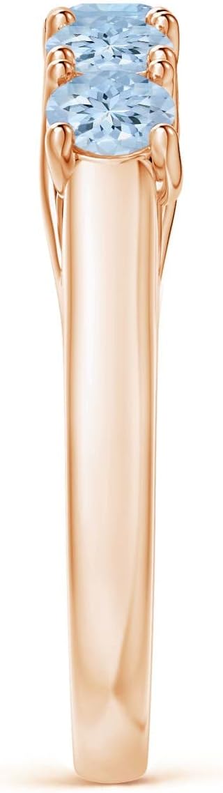 Angara Natural Aquamarine Wedding Ring for Women | Half Eternity Five Stone Aquamarine Wedding Ring in 14K Solid Gold/Silver/Platinum | March Birthday, Anniversary, Gemstone Jewellery Gift