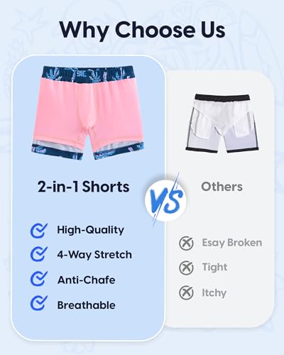 Image of maamgic Boys Swim Trunks with Compression Liner Quick Dry Swim Shorts Anti-Chafe Boy Bathing Suit
