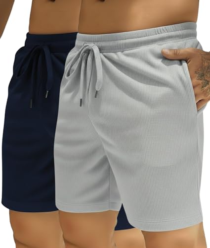 Image of INKKR Men's Premium Polyester Casual Ribbed Shorts ||Loose Fit with 2 Pocket Shorts
