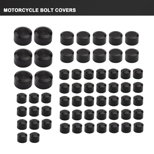 Image of Motorcycle Bolt Covers Head Bolts Engine Toppers Caps Kit for Harley 2017-2025 Touring Road King Street Glide Electra Road Glides 2018-2025 Softail Fatbob Breakout (Black, Aluminum)
