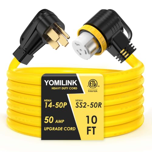 Image of YOMILINK 10 Feet 50 Amp RV /Generator Cord,NEMA 14-50P to SS2-50R Twist Lock
