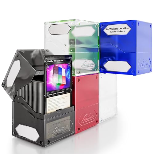 Image of Quiver Time 360 Modular Nexus DeckBlock - Durable Stackable MTG Deck Box for Commander fits 100+ Cards | Stylish 100 Card Deck Box MTG | Interchangeable TCG Decks Boxes (6 pcs, WUBRG + Clear)