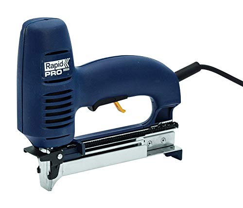 Rapid PRO R553 Grapadora Eléctrica Ajustable con Placa Frontal Extraíble para Madera, Tela, Alfombras, Cuero y Manualidades para Grapas N.º 53 y Clavos N.º 8 (10642901)