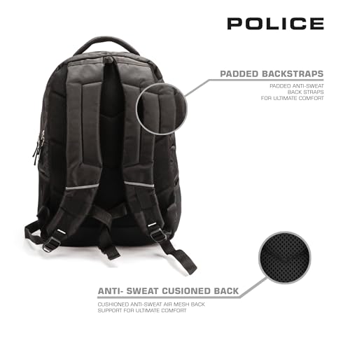 Image of Police 35 Litre Office Laptop Backpack Bag for Man /Women Water Resistant College Bag for Boys Stylish Trendy and Durable - Black