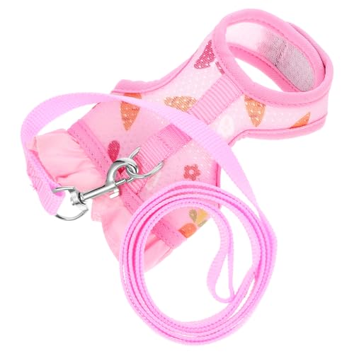 Happyyami 1 Set Adjustable Rabbit Harness and Leash Set for Pets Bunny Vest with Wear Resistant Traction Rope for Cats Dogs and Dwarf Rabbits S