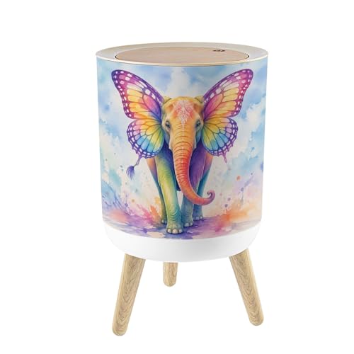 Caneca de basura pequeña con tapa 7L y patas de madera