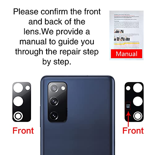 2Pcs Galaxy S20 Fe Back Rear Camera Lens Glass Replacement, Asdawn Back Lens Glass For Samsung Galaxy S20 Fe 6.5 Inches All Carriers With Installation Manual + Repair Tool Set(Black) #TOP5