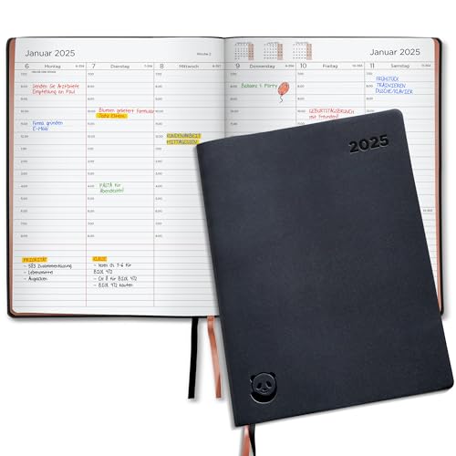Premium-Terminkalender 2025 von Smart Panda – Wochenplaner A4, Roségold – Softcover und Geschenkbox – Terminkalender, 30 Minuten-Intervalle – Jahreskalender, Planer 2025 – auf Deutsch