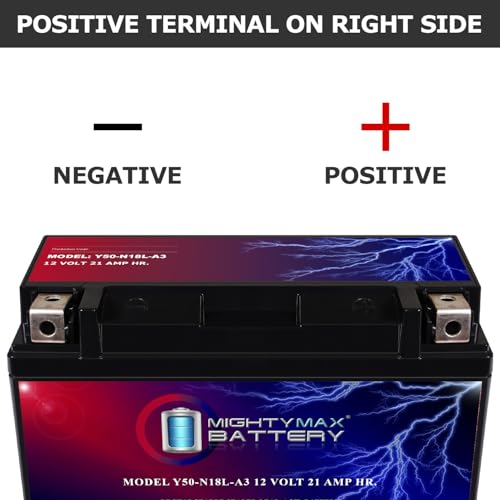 Image of Mighty Max Battery Y50-N18L-A3-12 Volt 21 AH, 350 CCA, Rechargeable Maintenance Free SLA AGM Motorcycle Battery