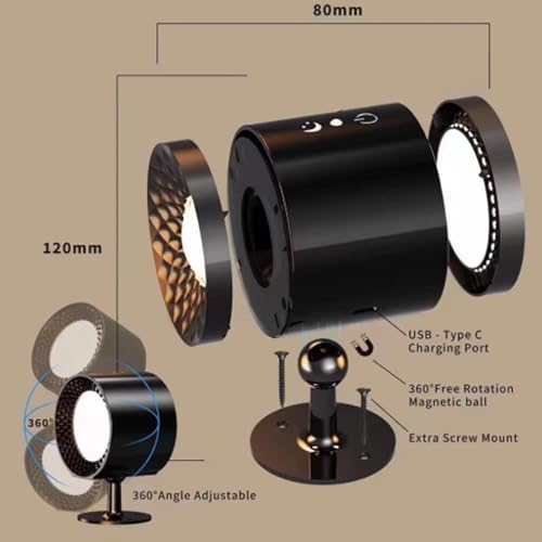 Luz RGB de pared regulable sin cables para zonas sin enchufes con batería recargable USB 6