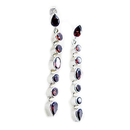 Boucles d'oreilles grenat argent sterling femme janvier birthstone poire