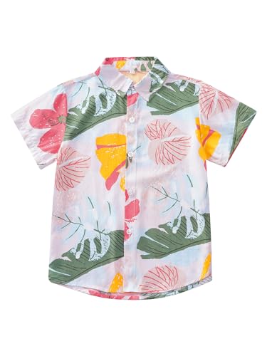 TiaoBug Camisa Hawaiana Manga Corta para Bebé Niño Camisas De Verano con Bolsillo Camiseta De Algodón Informal para Playa Vacaciones Tipo BA 5-6 años