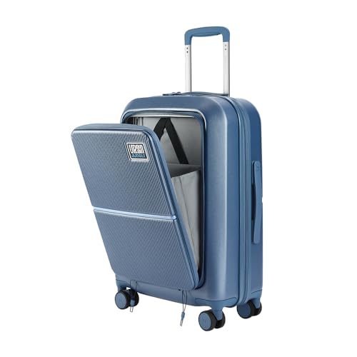 Image of Urban Jungle by Safari, Cabin Trolley Bag with Laptop Compartment, Hardside Polycarbonate Small (55 Cm) Suitcase with USB Charging Socket, 8 Silent Wheel Luggage for Both Men & Women (Skyline Blue)
