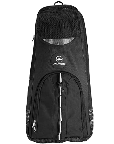 Phantom Aquatics Rapido Snorkeling Backpack with Shoulder Strap - Fits Snorkel Mask Fin Snore Set and More - Ideal Snorkel Travel Bag, Snorkeling Gear Equipment and Water Sports (Black, One Size) - Thumbnail 3