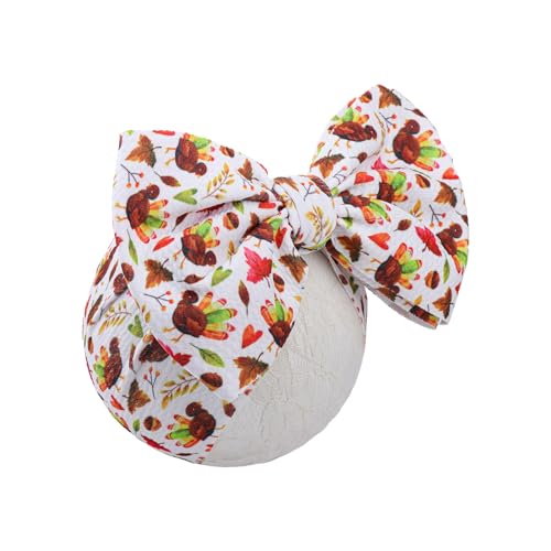 Image of YanJie Hairband - 7" Maple Leaf Turkey Thanksgiving Baby Headbands for Girls Infant Toddlers - Unisex-Babies Hair Accessories