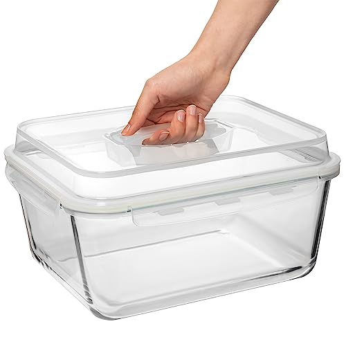 6500 ML / 220 oz / 28 Cup LARGE Glass Food Storage Container with Airtight Locking Lid. Ideal Storing food, Vegetables, Fruits. Baking Casserole, Lasagna, Roasting Turkey, Chicken BPA Free Oven Safe - Image 9