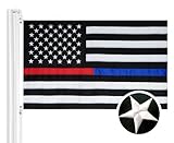Thin Blue Line and Thin Red Line Flag 3x5 ft with Embroidered Stars and Sewn Stripes, Long Lasting Nylon, UV Protection Perfect for Outdoors