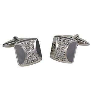 LINDENMANN klassiek G.CHABROLLE manchetknoppen, zilverkleurig met kristal, geschenketui, 338