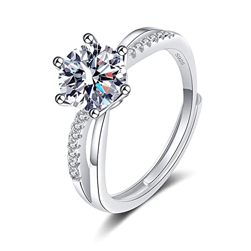Silber 925 Damen Rings Promise Stapelring Eheringe Ring Silber 925 Damen, Zirkonia Silberringe Trauringe Damenring Öffnen Damen Ringe, Damen Schmuck Cover