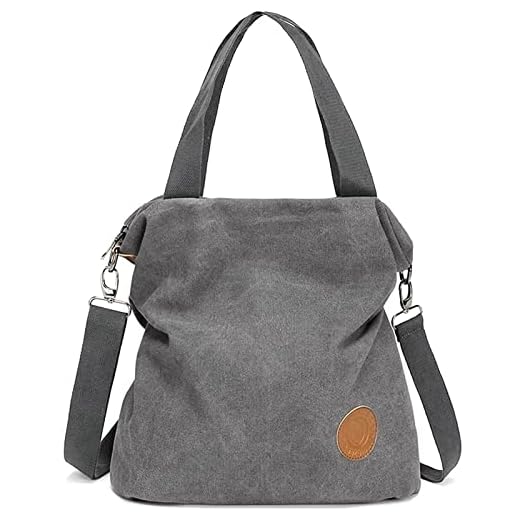 Myhozee Bolsos de Mujer,Bolso Bandolera Mujer Bolso Lona de Hombro Bolso Tote Bolso Shopper Bolso de Mano para Multifuncional - Gris