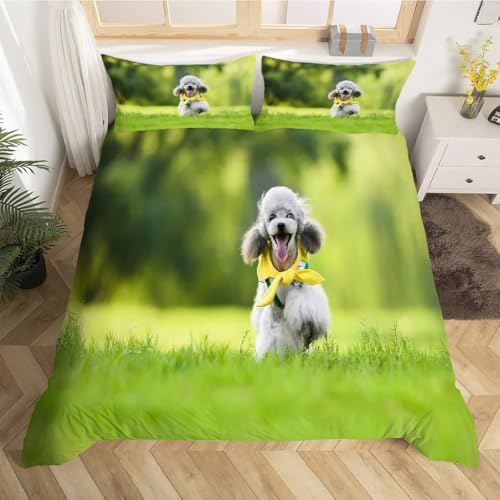 Housse de Couette Caniche 240x260 Anti-glissement Parure Lit Fermeture Éclair - 3