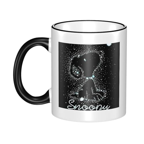 スヌーピー マグカップ 保温・保冷 電子レンジ対応 コーヒーカップ 陶器 セラミック 耐高温 軽量 個性人気 誕生日プレゼント大容量 Black