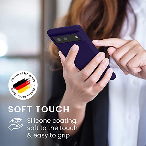 kwmobile Case for Google Pixel 6 Case - Soft Cover - Shockproof Silicone - Wireless Charging Velvet Blue - Image 4