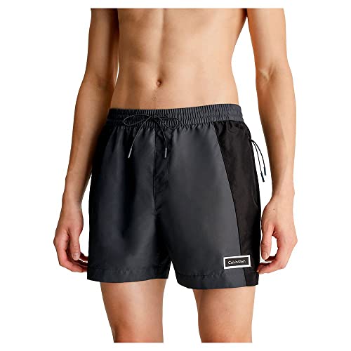 Calvin Klein Herren Badehose Medium Drawstring Lang, Grau (Oil Grey), XL