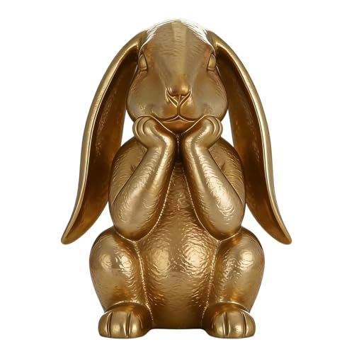 Statue de lapin en résine dorée pour décoration intérieure - 2