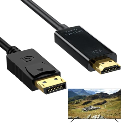 Huybaa 4K cable displayport vers hdm1,uni-directionnel câble DisplayPort vers HDM1 cordon plaqué,pour Lenovo, HP, ASUS, Dell et autres marques (1M)