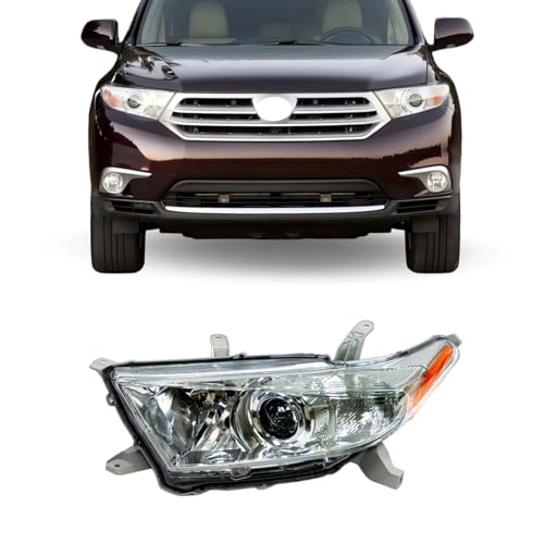 ILAMP Halogen Headlight Fit For 2011 2012 2013 Highlander Headlamp Assembly Replacement (Left Driver) LH OE 81150-0E130 HD12A01L