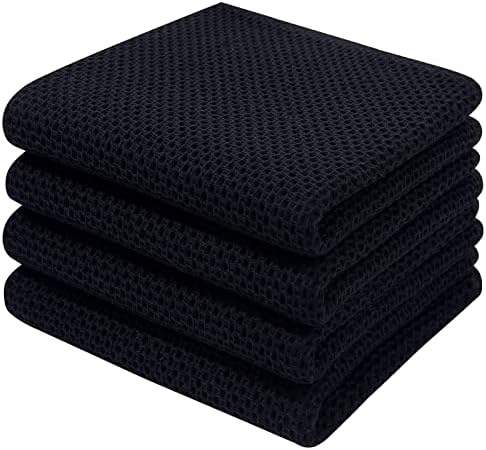 smiry Cotton Kitchen Dish Towels, 13" x 28", 4 Pack Waffle Weave ...