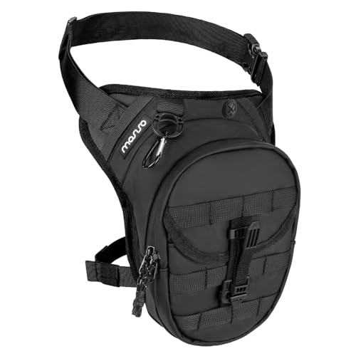 MOSISO Sacoche de Jambe Moto pour Homme et Femme, Sac de Cuisse Tactique Étanche Extensible Multifonctionnel, pour Sports Extérieurs Randonnée Cyclisme, Noir