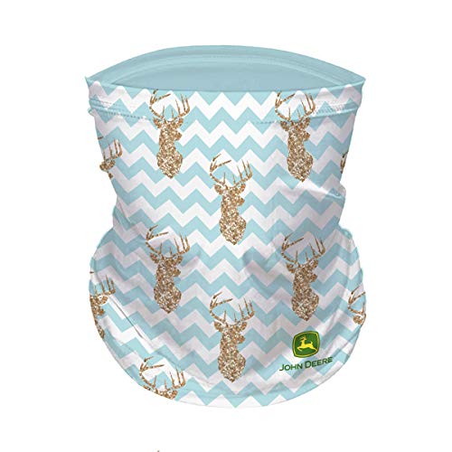 John Deere Adult Women's Neck Gaiter Chevron with Deer Print, Turquoise